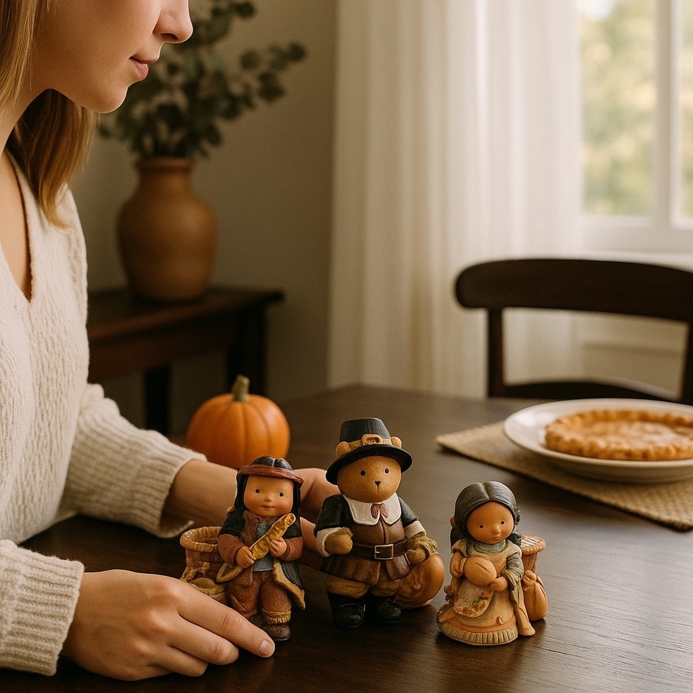 VTG 1980’s Thanksgiving Figurine Candle Holders Set - Picture 11 of 11